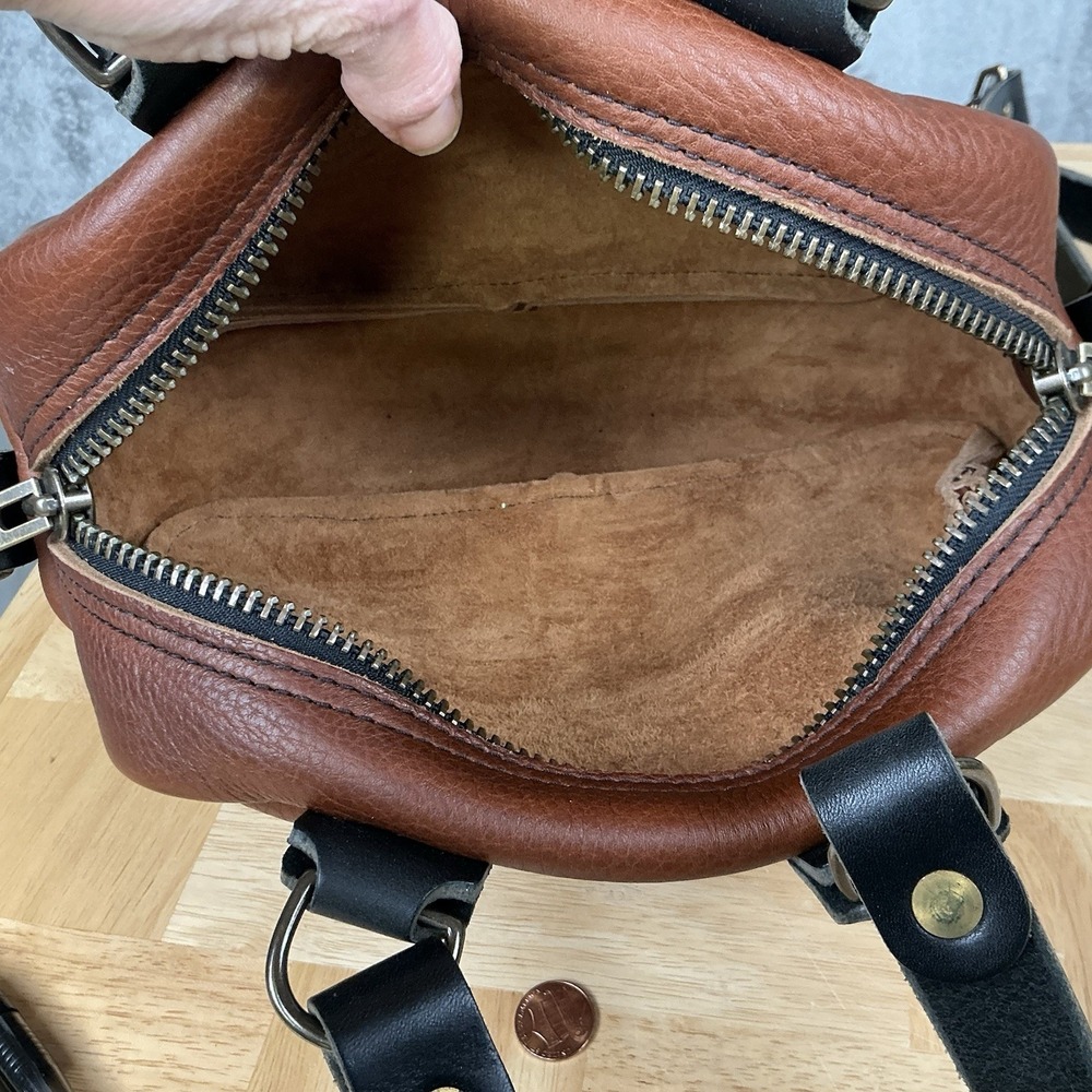Go Forth Goods Mini Hoffman Crossbody Shoulder Hand Bag Saddle W/ Black Strap - Picture 10 of 16